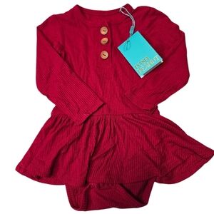 Posh Peanut Red Bodysuit Twirl Dress